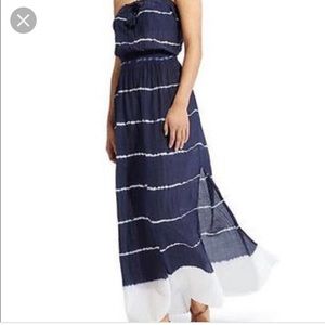 Athleta XL Navy Tie Dye Strapless Silk Sundress